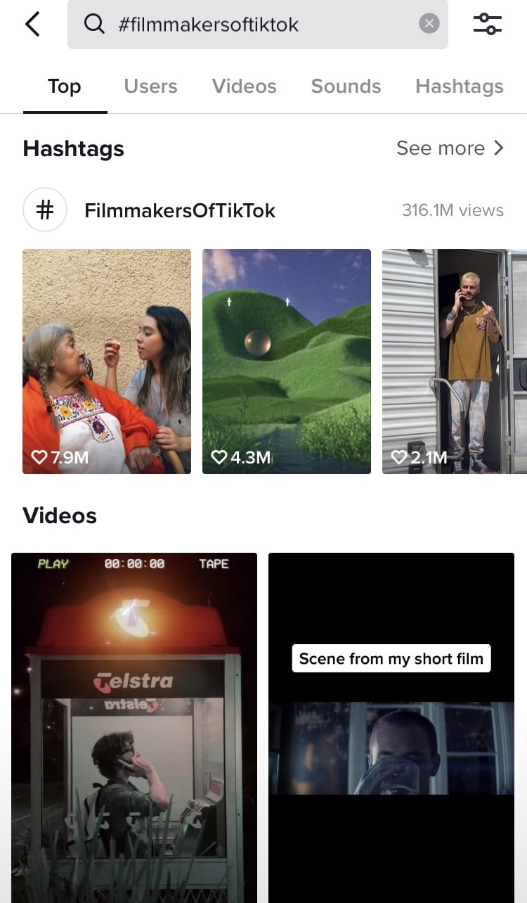 #FilmmakersOfTikTok hashtag